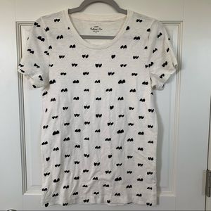 J.Crew Women’s Short Sleeve Collection T-Shirt Black Cream Hearts Size M